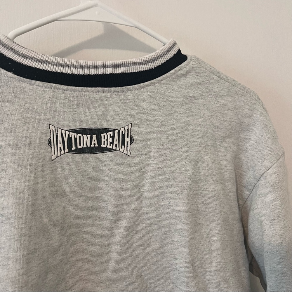 Vintage Daytona Beach Pullover Split Crewneck Sweatshirt Gray Unisex S / M - Picture 10 of 12